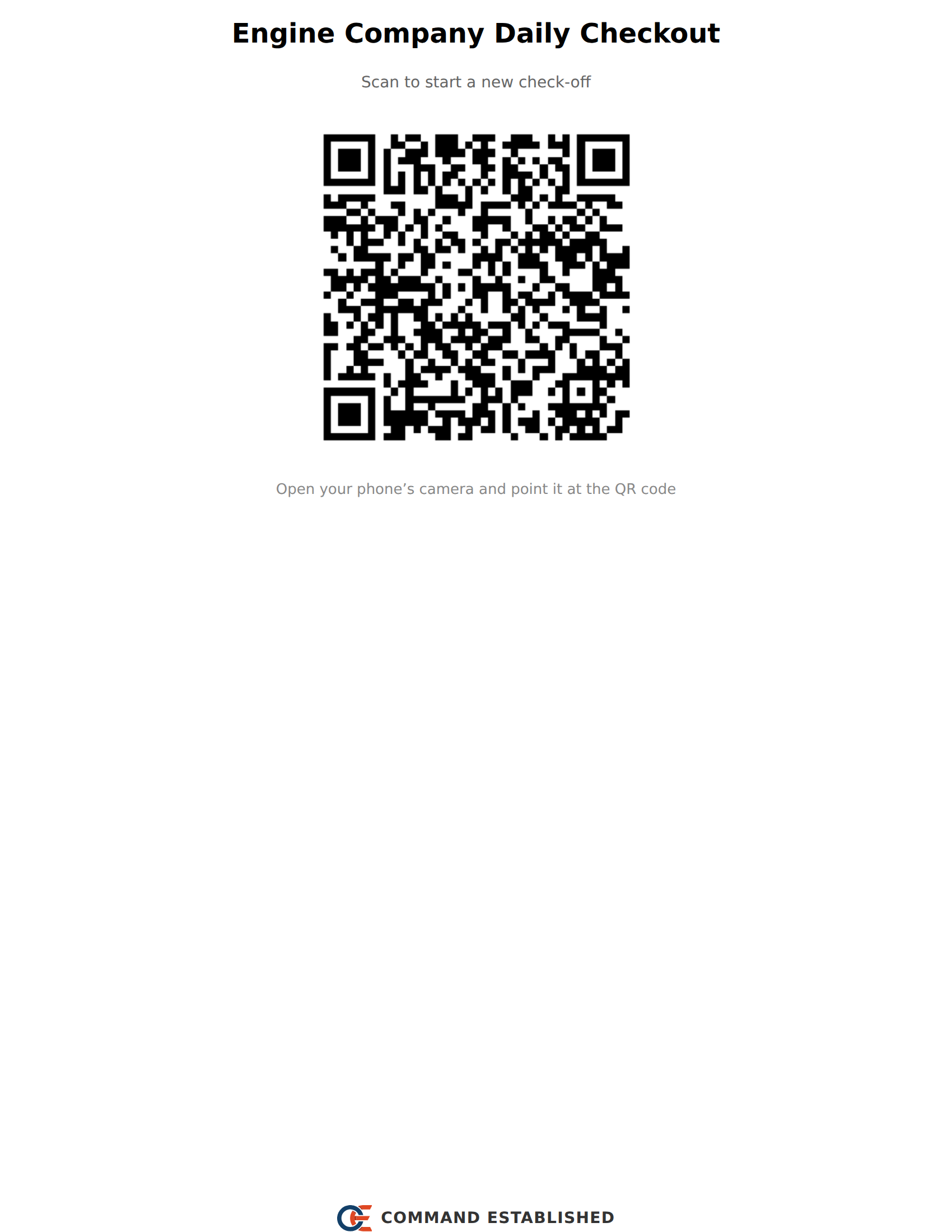 The printable QR code sheet for an engine daily check, ready to laminate and post in the station