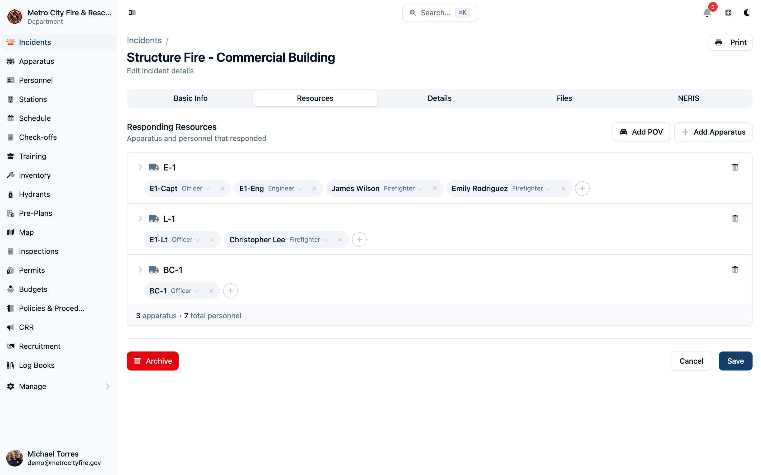 Incident resources