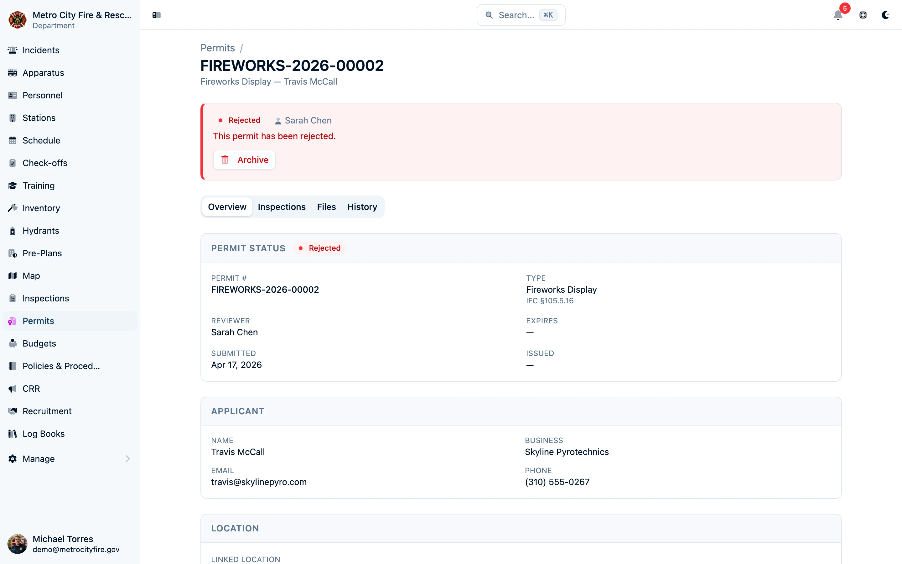 Permit detail with approval workflow